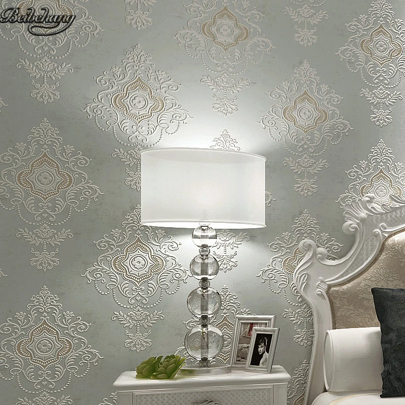 

beibehang Retro European - style Damascus 3D Stereo wallpaper Non - woven embossed TV backdrop living room bedroom wallpaper