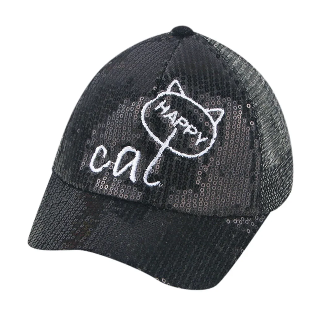 Cute Kids Baby Children Cartoon Cat Student Paillette Hat Baseball Cap Sunhat 5.2frn | Детская одежда и обувь
