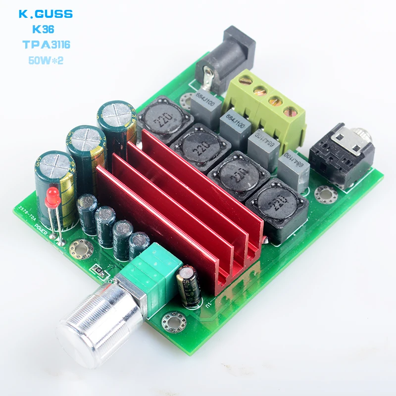 Новый цифровой усилитель мощности K.GUSS K36 2 0 Hi Fi AIUDIO TPA3116 50 Вт * полная плата DIY DC18