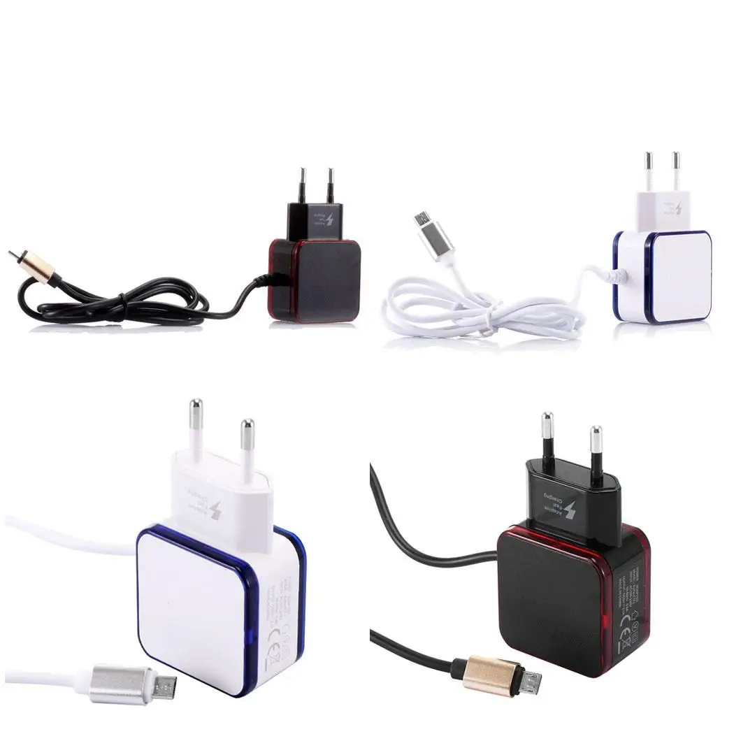 2 порта USB зарядное устройство для путешествий с общим светодиодным освещением