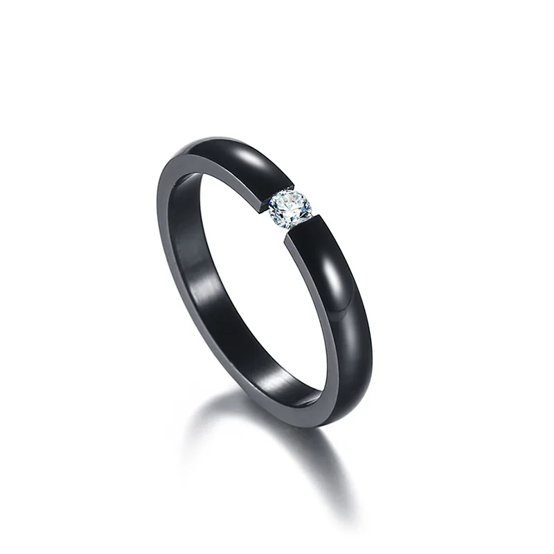 Женское кольцо из нержавеющей стали с фианитом 3 мм|wedding engagement ring|cubic zirconia ringengagement