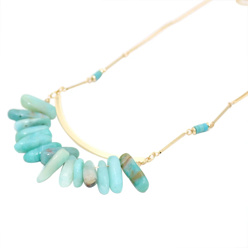 XQ2019 new zinc alloy wood combination square tube geometric element pendant long necklace for women jewelry | Украшения и