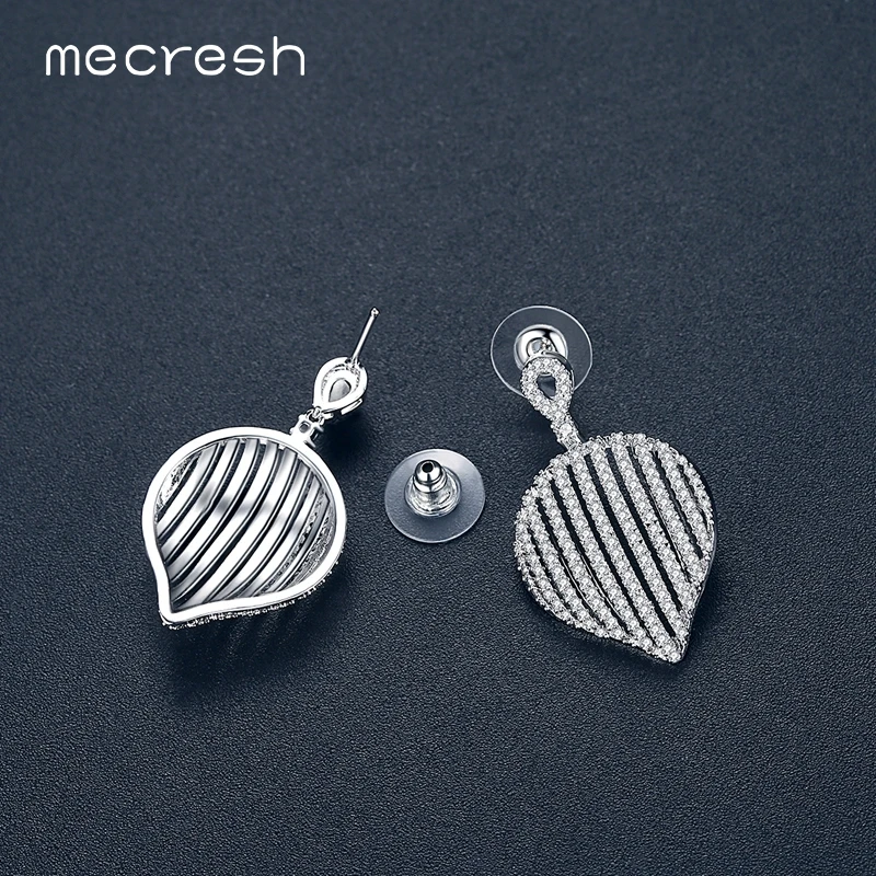 

Mecresh Cute AAA+ Micro CZ Hollow Women Earrings for Wedding Party / Prom Leaf Bridesmaid Small Dangle Earrings Christmas EH1111
