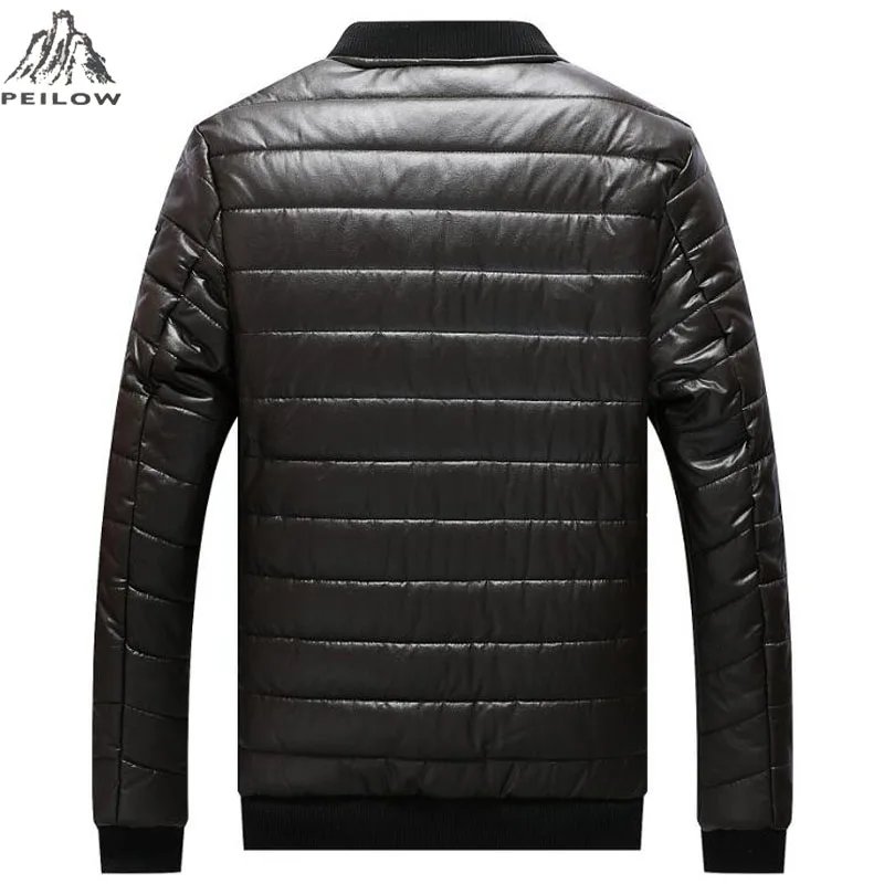 PEILOW новая зимняя куртка для мужчин размера плюс M~ 7XL 8XL вышитая pu кожаная куртка Мужская парка для колледжа пальто мужские куртки