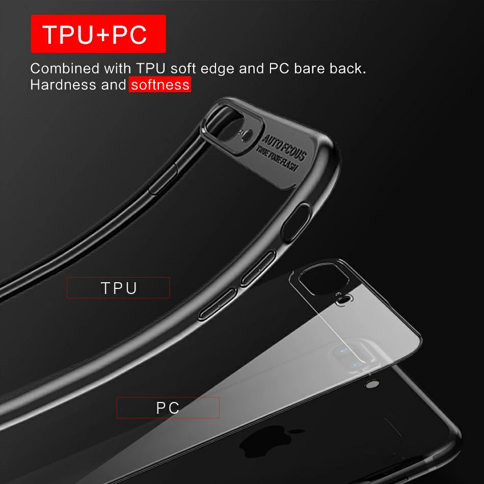 Тонкий роскошный чехол YKZ для iPhone X 8 7 6 5 SE Plus Ультратонкий из поликарбоната и ТПУ