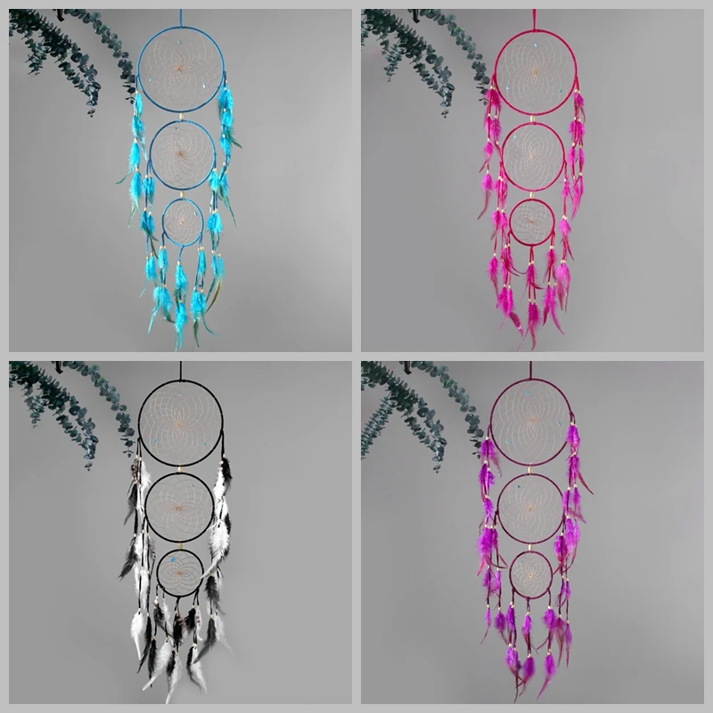 

Handmade Dream Catcher Net with Feathers Outdoor Wall Decorations Hanging Ornaments Wind Chimes and Hanging Decorations 1pc