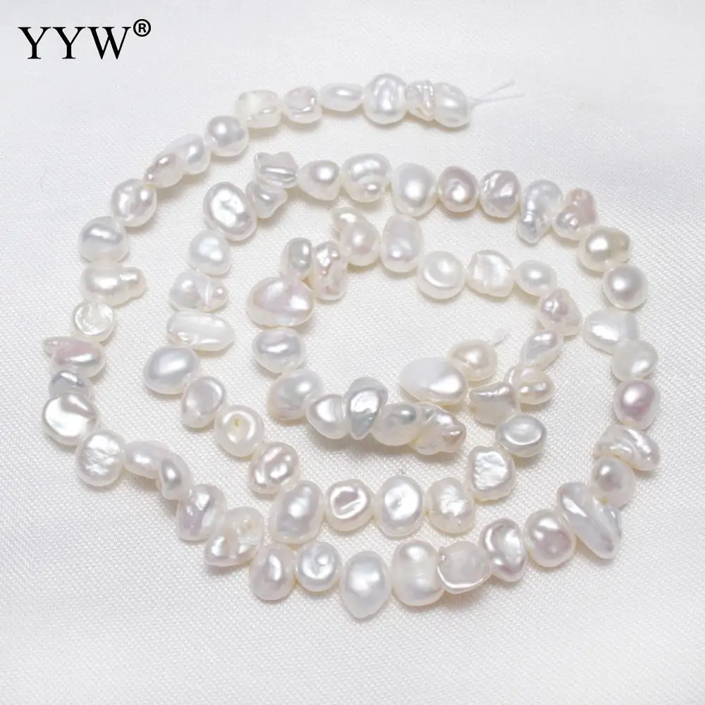 5-9mm White Irregular Cultured Freshwater Pearl Natural Stone Loose Beads For Gift Necklace Bracelet Jewelry Making Strand 15.1&quot |