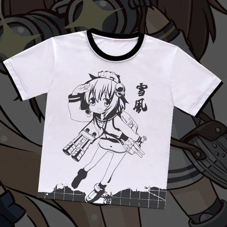 Футболка Kantai для активного отдыха белая футболка из полиэстера с аниме-игрой Kongo