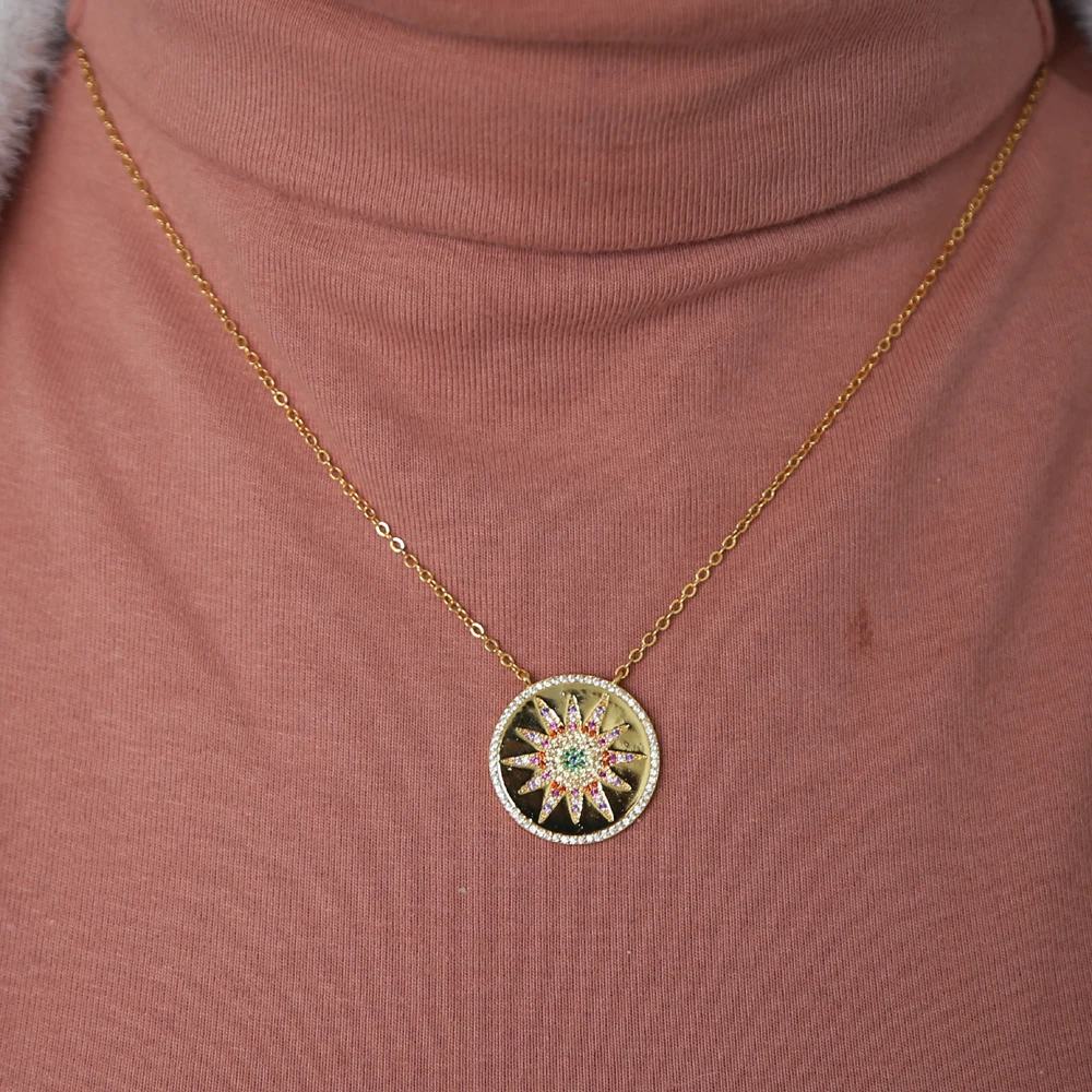 Золотая цепь ожерелье солнце со Звездной луной для женщин | Украшения и