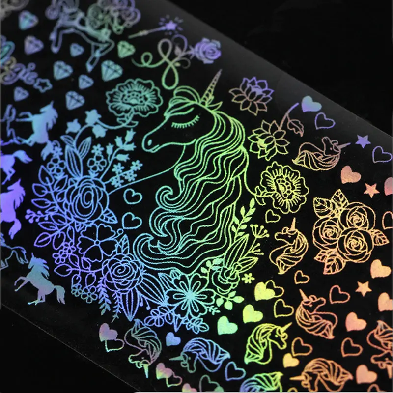 Полимерные украшения лазерный материал прозрачный Единорог для ногтевого