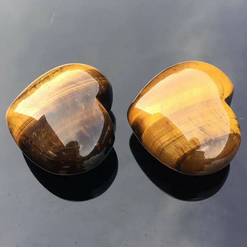 4 шт. натуральный камень тигровый глаз Кристалл резной в форме сердца Пальмовая