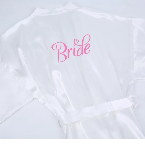 white w pink bride Sisbigdey пыльные Розовые Свадебные вечерние Халаты атласное шелковое кимоно свадебный подарок подружки невесты халат душ мама сестра халат атласный - Цвет: white w pink bride