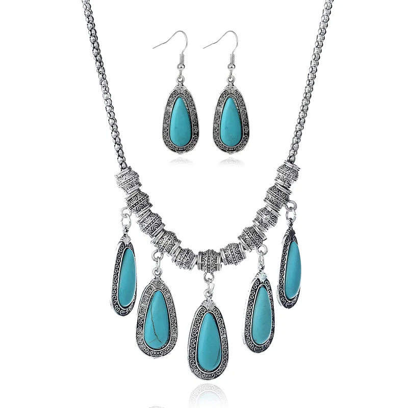 Duohan Модные украшения ретро капли Jwelry Цепочки и ожерелья Серьги комплект 2017 |