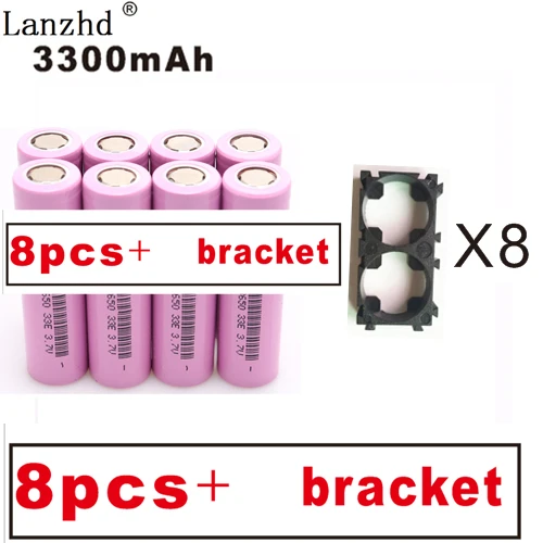 8 pcs and bracket 8-30 шт 18650 с фиксированным кронштейном батареи 3,7 V Li ion 3300mAh 30A 18650VTC7 INR18650 батарея 18650 держатель и Сращивание кронштейн - Цвет: 8 pcs and bracket