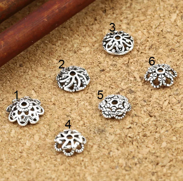 Винтажная шапочка с бусинами ручной работы из серебра 925 пробы отверстиями