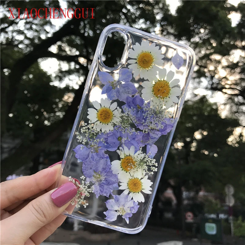 1 Soft case Чехол для телефона с натуральными сушеными цветами для iPhone XS XR XS Max X 6 6S 7 8 Plus 11 pro max прозрачный мягкий ТПУ чехол - Цвет: 1 Soft case