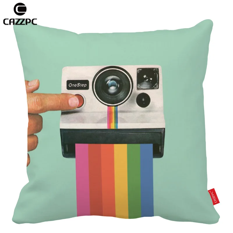 Забавная Автомобильная декоративная наволочка Polaroid camera с радужным принтом