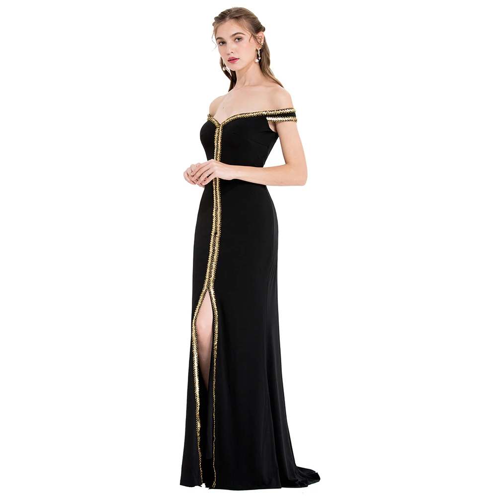 Женское платье с вырезом лодочкой Angel fashions Черное вечернее для матери невесты