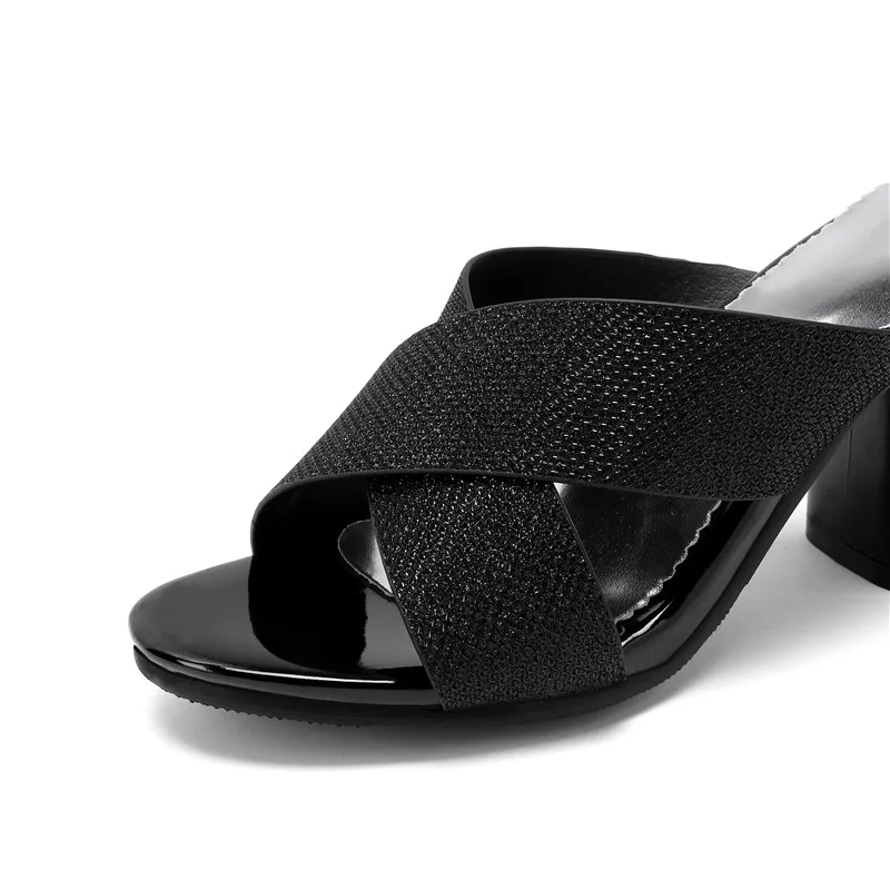 Женские сандалии MEMUNIA летние туфли на высоком квадратном каблуке с открытым