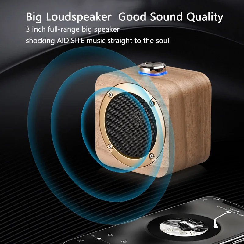 AIDISITE вращающаяся Настройка Bluetooth динамик деревянный беспроводной портативный