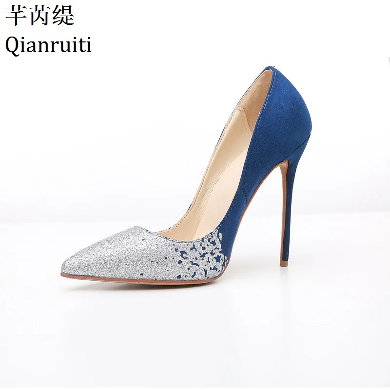 Qianruiti/разноцветные Лоскутные женские туфли на высоком каблуке туфли-лодочки в