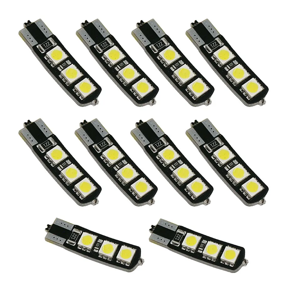 

10PCS Canbus Error Free T10 194 168 W5W 5050 LED 6 SMD White Side Wedge Bulb Car Reading License Plate Lights Turn Signal Lamp