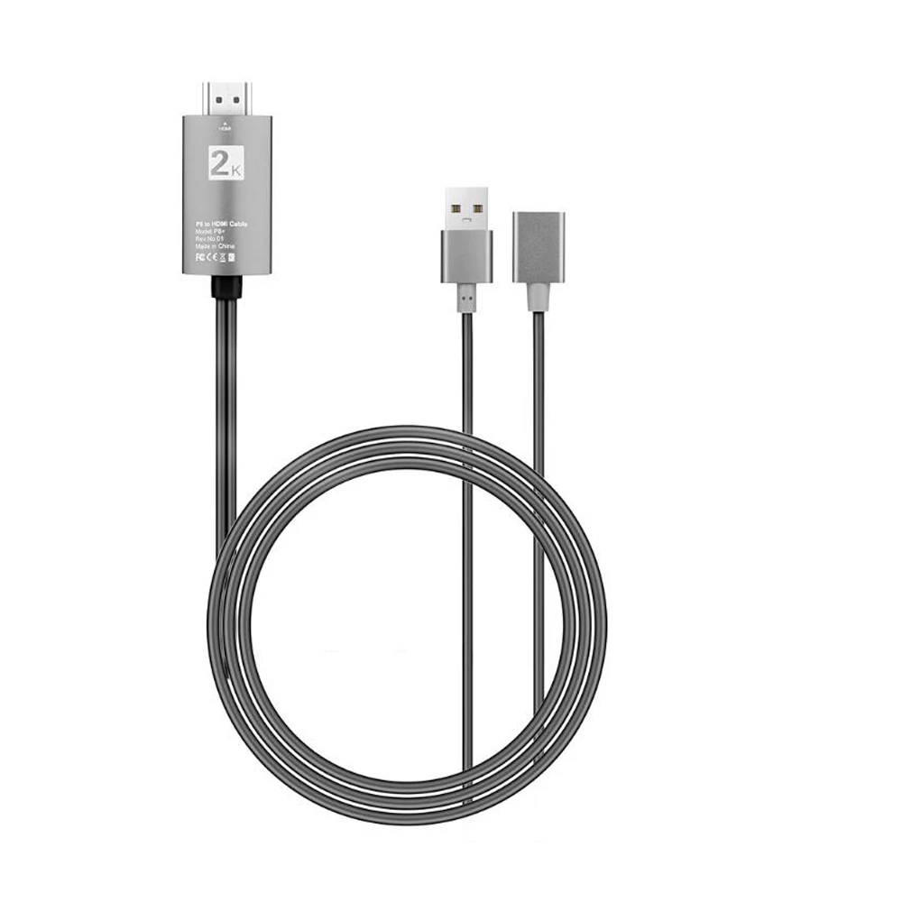2 м 1080P 2 в 1 USB к HDMI HD ТВ кабель конвертер мобильный телефон к HDMI ТВ Кабель-адаптер для iPhone iPad IOS 8,0 Android телефон