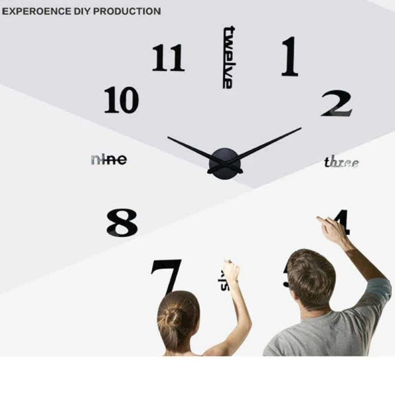 Wall Clock Home Decor Extra Large Mirror Face Quiet Quartz Movement DIY 3D | Дом и сад
