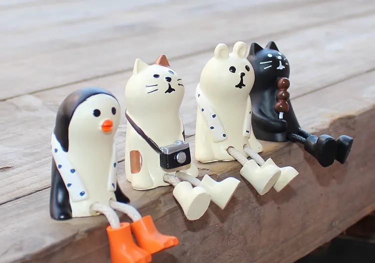 Decole кошка Медведь Пингвин миниатюрная фигурка Япония Zakka Животное украшение мини-Сказочный Сад Смола ремесло игрушка подарок орнамент