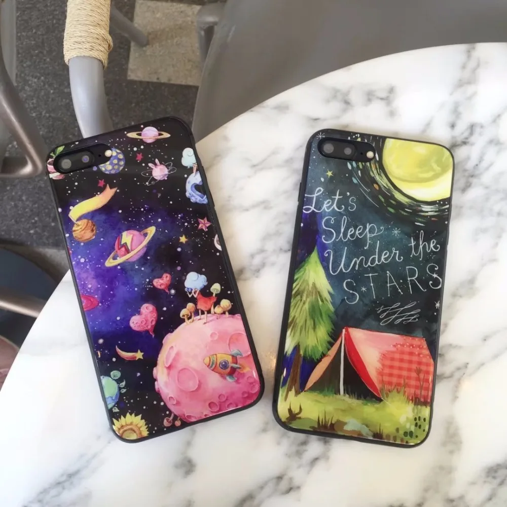 Космос планета чехол для телефона iphone 7 Plus Стекло мягкий силиконовый