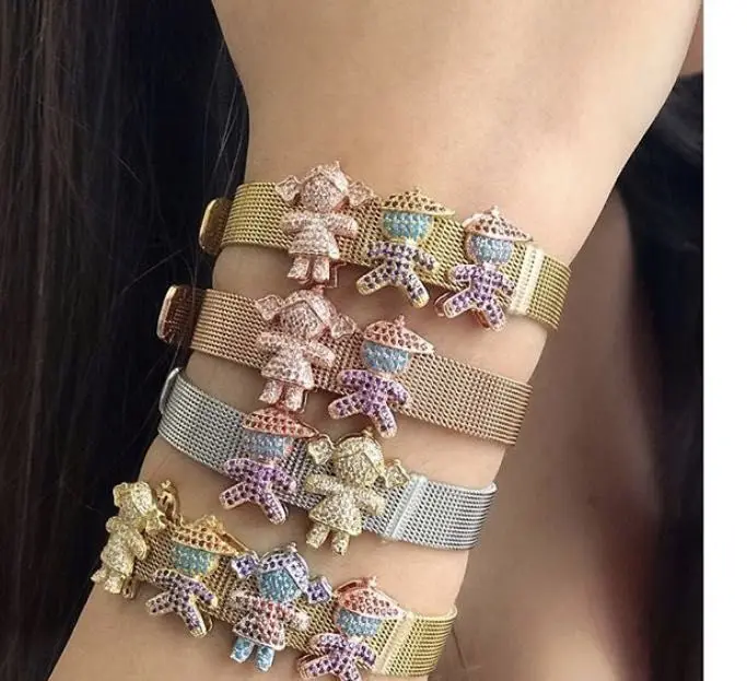 DIY браслет модные браслеты из нержавеющей стали с детскими элементами для женщин