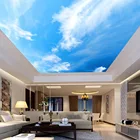 Пользовательская 3D фото настенная бумага современное синее небо и белые облака гостиная спальня потолочная роспись Нетканая печать настенные бумажные рулоны
