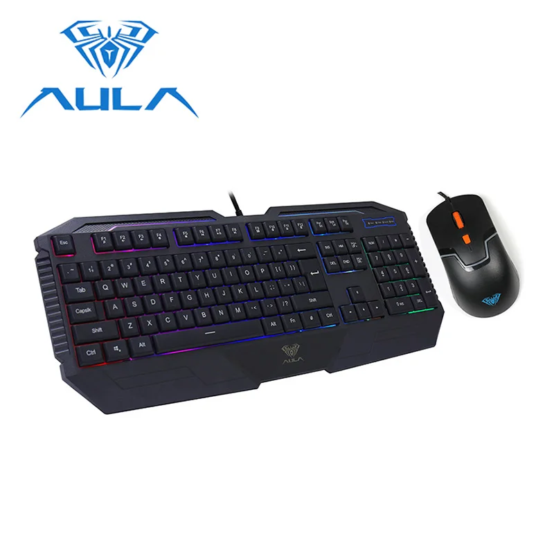 AULA USB Проводная игровая клавиатура и мышь 1600 dpi ультра-тонкая комбо для ПК геймера