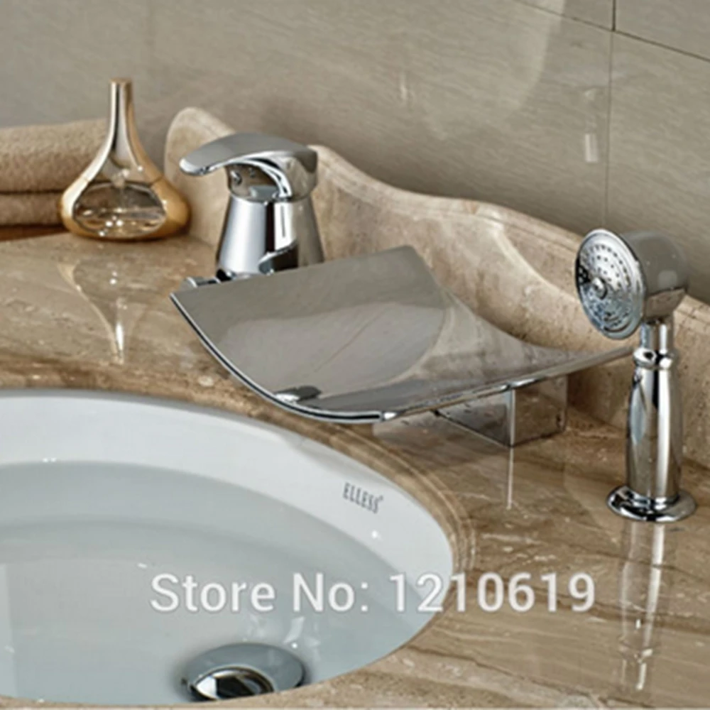 Новый 3 шт. Ванная комната ванна раковина кран w/ручной душ хромированная Ванна
