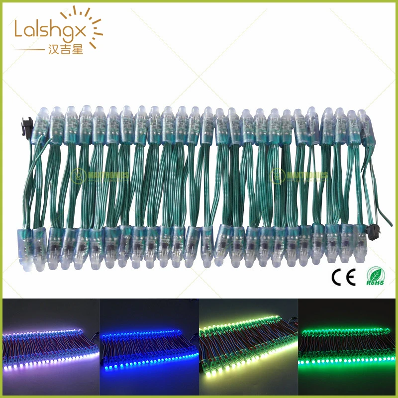 100 шт. WS2811 IC RGB светодиодный модуль шнура DC5V DC12V 12 мм зеленый провод водонепроницаемый IP68 цифровой полноцветный светодиодный светильник