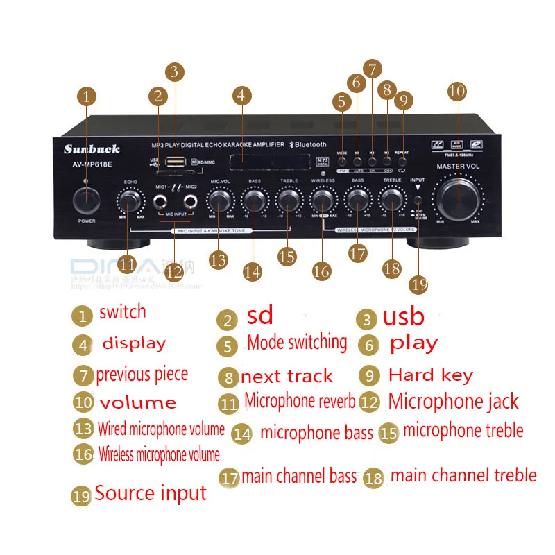 Усилитель Bluetooth Hi Fi/домашний усилитель высокой мощности басы профессиональный