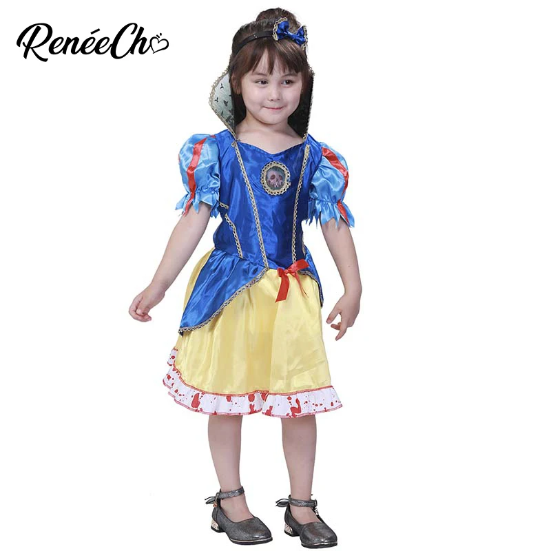 

ReneeCho Classic Bloody Snow White Dress Girls Halloween Costume For Kids Toddler Princess Fairytale Carnival Party Fancy Dress