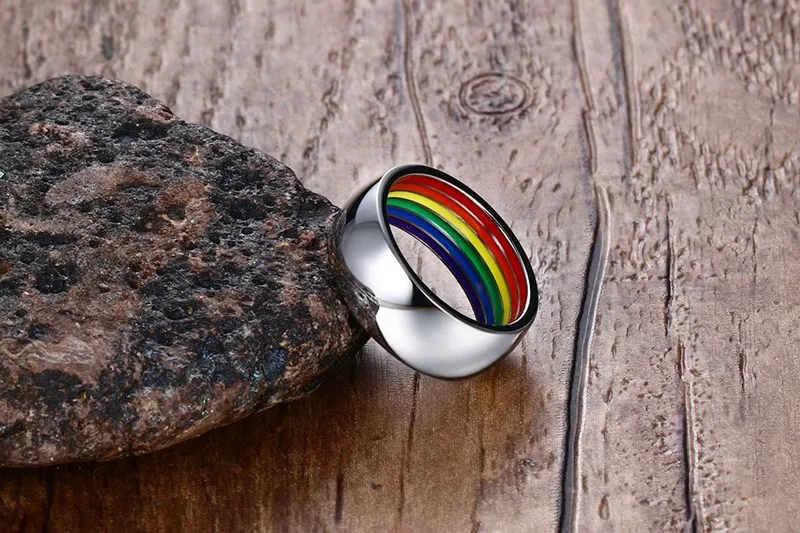 Gay Pride свадебные кольца для женщин и мужчин красочные кольца из нержавеющей стали вечерние радужные Подарочные ювелирные изделия