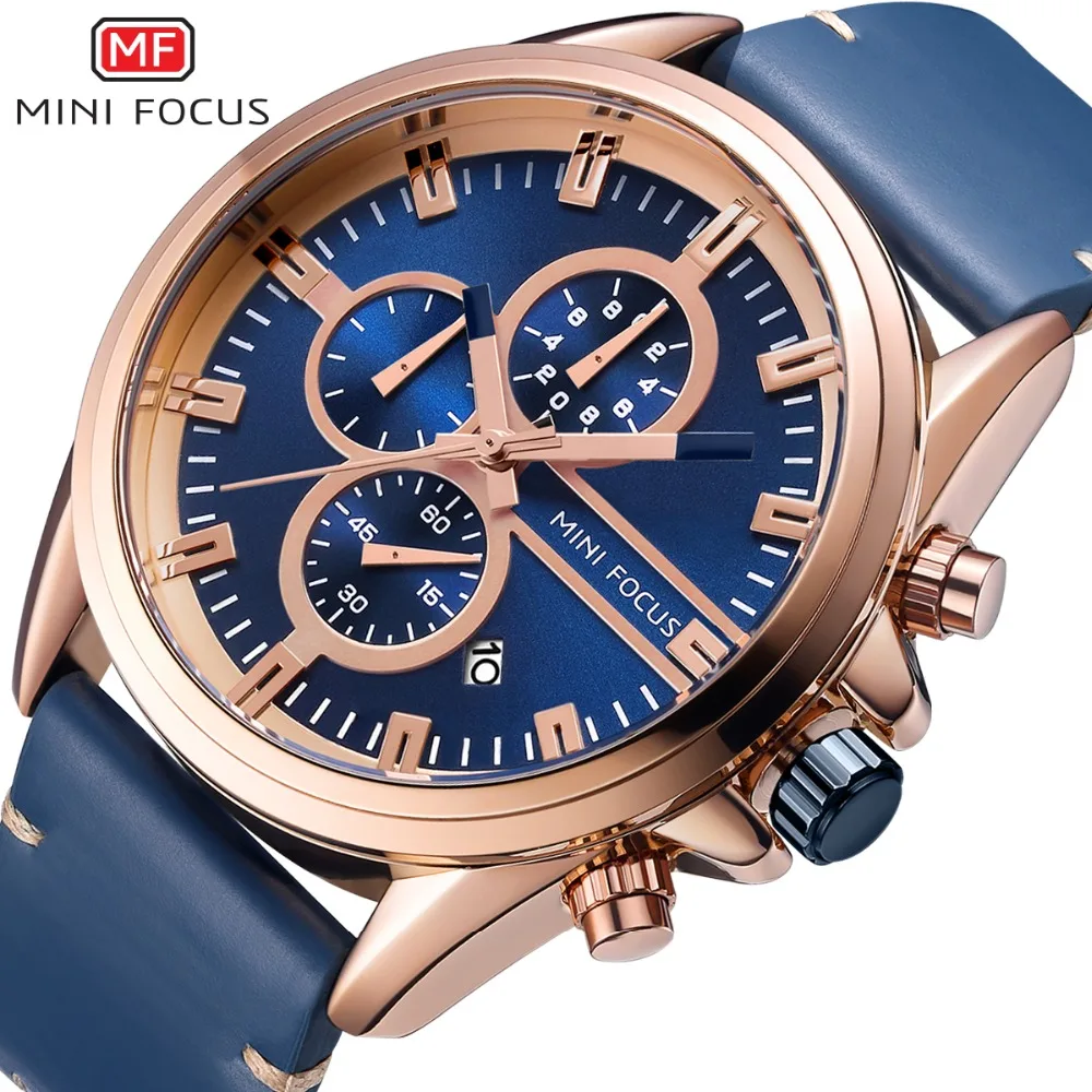 

MINI FOCUS Men Watche Business Fashion Men's Wristwatch Leather Quartz Sports Watch Multifunction Male Clock Relogio Masculino