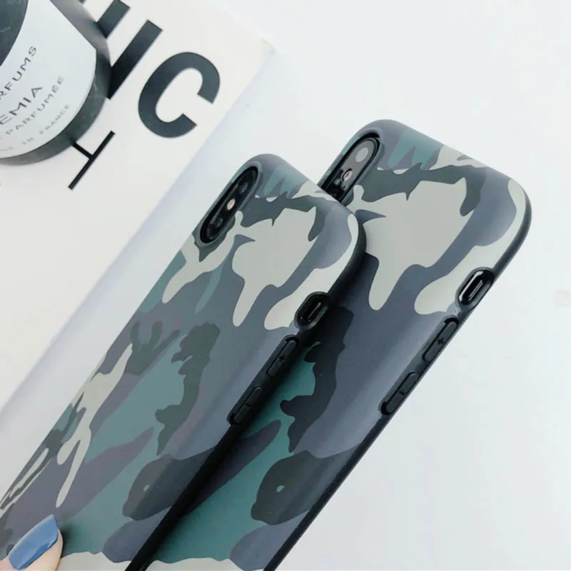 Камуфляжный цветной чехол для iPhone XS XR Max X 6 6S 7 8 Plus мягкий IMD полный корпус защитный