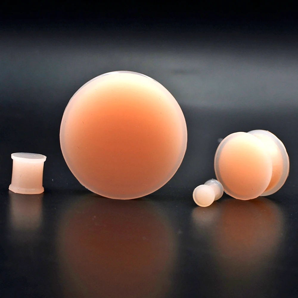 Pair Silicone Flexible Thin Double Flared Ear Plugs Flesh Tunnel Ear Gauge Expandar Stretcher 3mm-38mm Earrings Jewelry Piercing