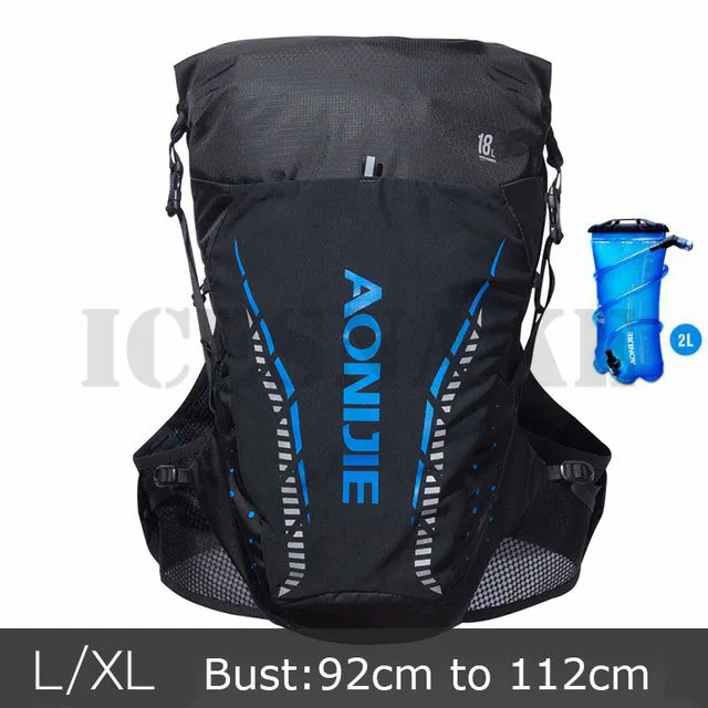 LXL Black Blue Set 1 AONIJIE 18L рюкзак для занятий спортом на открытом воздухе, сумка для бега, жилет для гидратации, сумка для марафона, велоспорта, пешего туризма, бега для 2L водяного пузыря - Цвет: LXL Black Blue Set 1