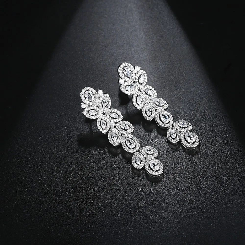 LUOTEEMI новый дизайн длинные висячие серьги для женщин Роскошные нестандартные CZ