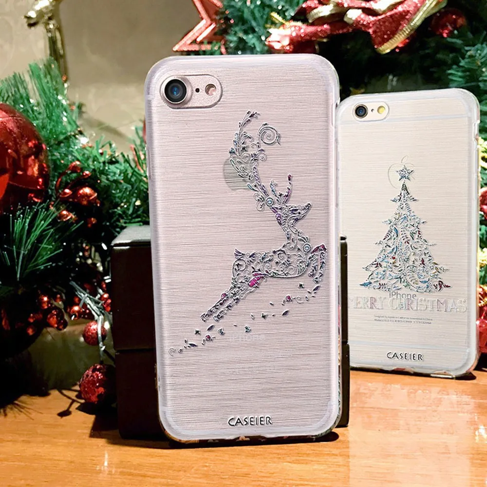 Caseier Рождество 3D Картина чехол для iPhone X 6 6s плюс Новогодний подарок мягкий TPU Plus