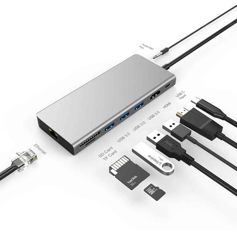 USB C 3 1 Type концентратор к HDMI 4K Gigabit Ethernet Thunderbolt адаптер для MacBook Pro Huawei Mate 20 P20 Samsung S9 S8| |