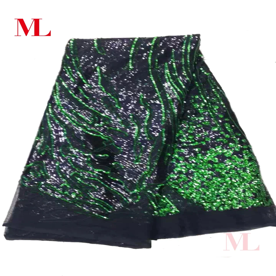 Мл 5 метров блестки Нигерии кружевной ткани Дубай вышитые французский тюль