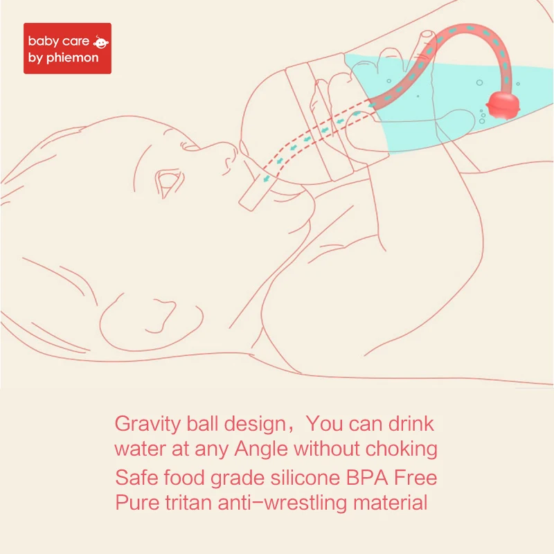Babycare Brand Baby Water Bottle Infant Cartoon Gravity Ball Cup Soft Silicone Handle Straw Leak Proof Tritan 280ml | Мать и ребенок