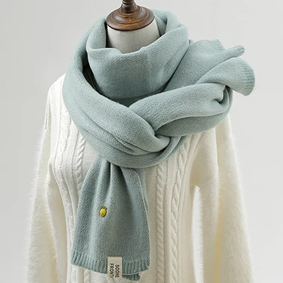 Light Blue CamKemsey женские зимние кашемировые шарфы женские плотные теплые мягкие пашмины Шали Обертывания милый ананас вязаный шерстяной длинный шарф - Цвет: Light Blue