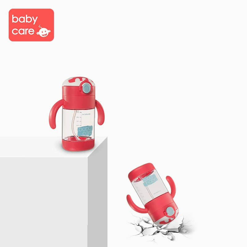 babycare 300ml Learning Water Straw Babi Cup Baby Drinking Handle Sippy Kindergarten Children Sport | Мать и ребенок