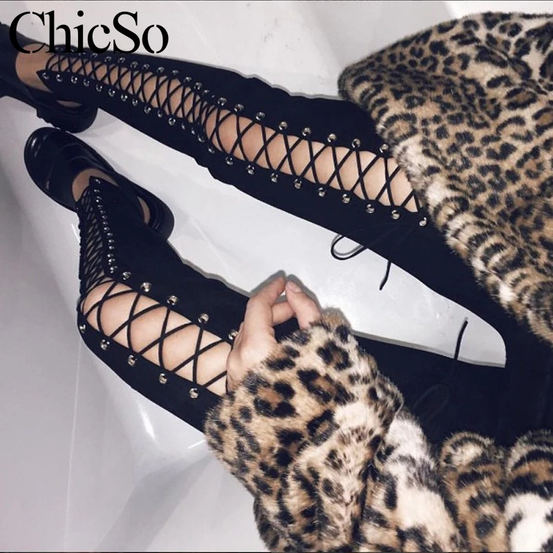 MissyChilli повседневные пикантные черные брюки на шнуровке женские рваные и капри в